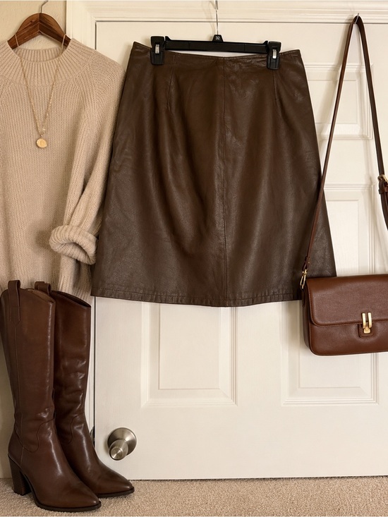 David Benjamin Dresses & Skirts - Classic Brown Leather A-Line Skirt
